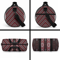 New Zealand Aotearoa Duffle Bag Red Poutama With Taniko Pattern LT05 - Polynesian Pride