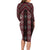 New Zealand Aotearoa Family Matching Long Sleeve Bodycon Dress and Hawaiian Shirt Red Poutama With Taniko Pattern LT05