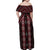 New Zealand Aotearoa Family Matching Off Shoulder Maxi Dress and Hawaiian Shirt Red Poutama With Taniko Pattern LT05