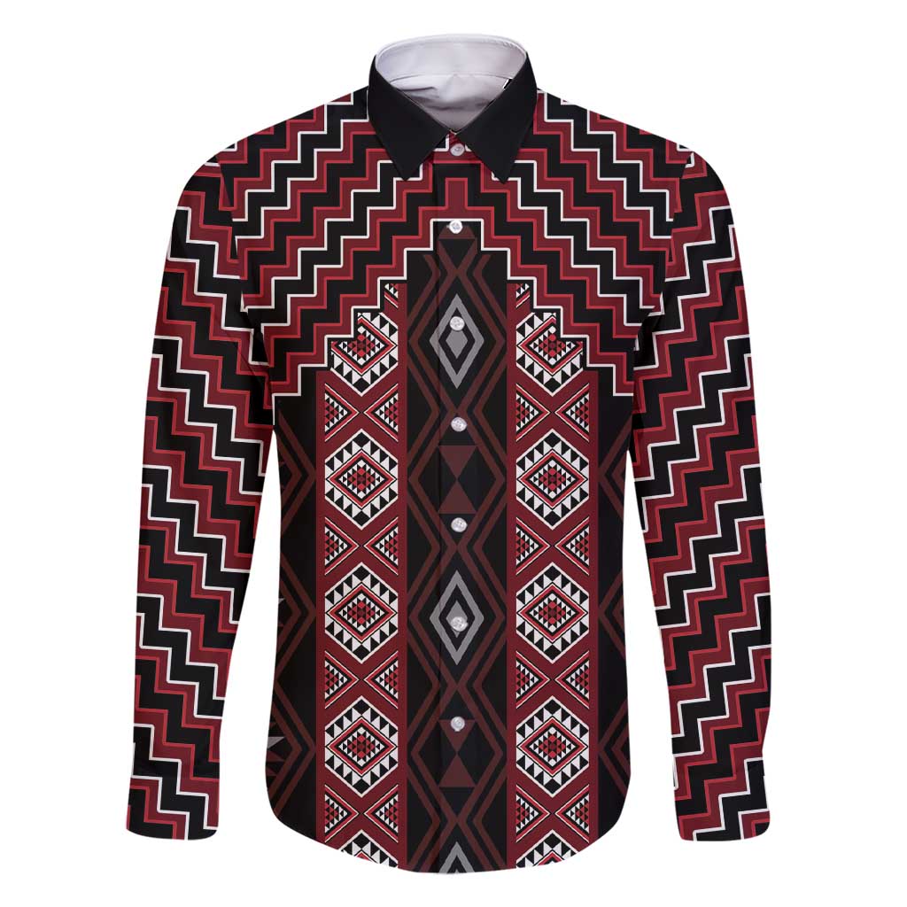 New Zealand Aotearoa Family Matching Short Sleeve Bodycon Dress and Hawaiian Shirt Red Poutama With Taniko Pattern LT05