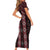 New Zealand Aotearoa Family Matching Short Sleeve Bodycon Dress and Hawaiian Shirt Red Poutama With Taniko Pattern LT05