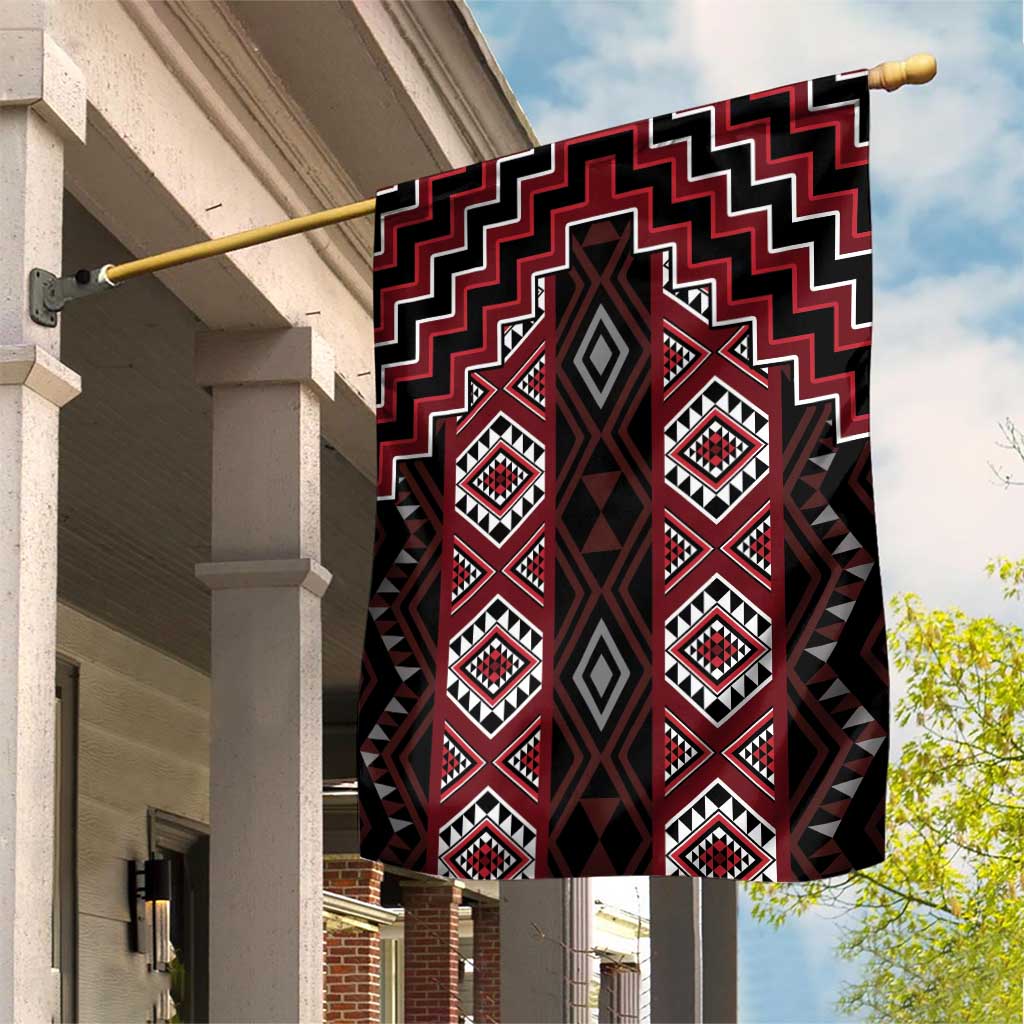 New Zealand Aotearoa Garden Flag Red Poutama With Taniko Pattern LT05