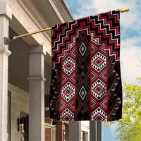 New Zealand Aotearoa Garden Flag Red Poutama With Taniko Pattern LT05 House Flag Red - Polynesian Pride