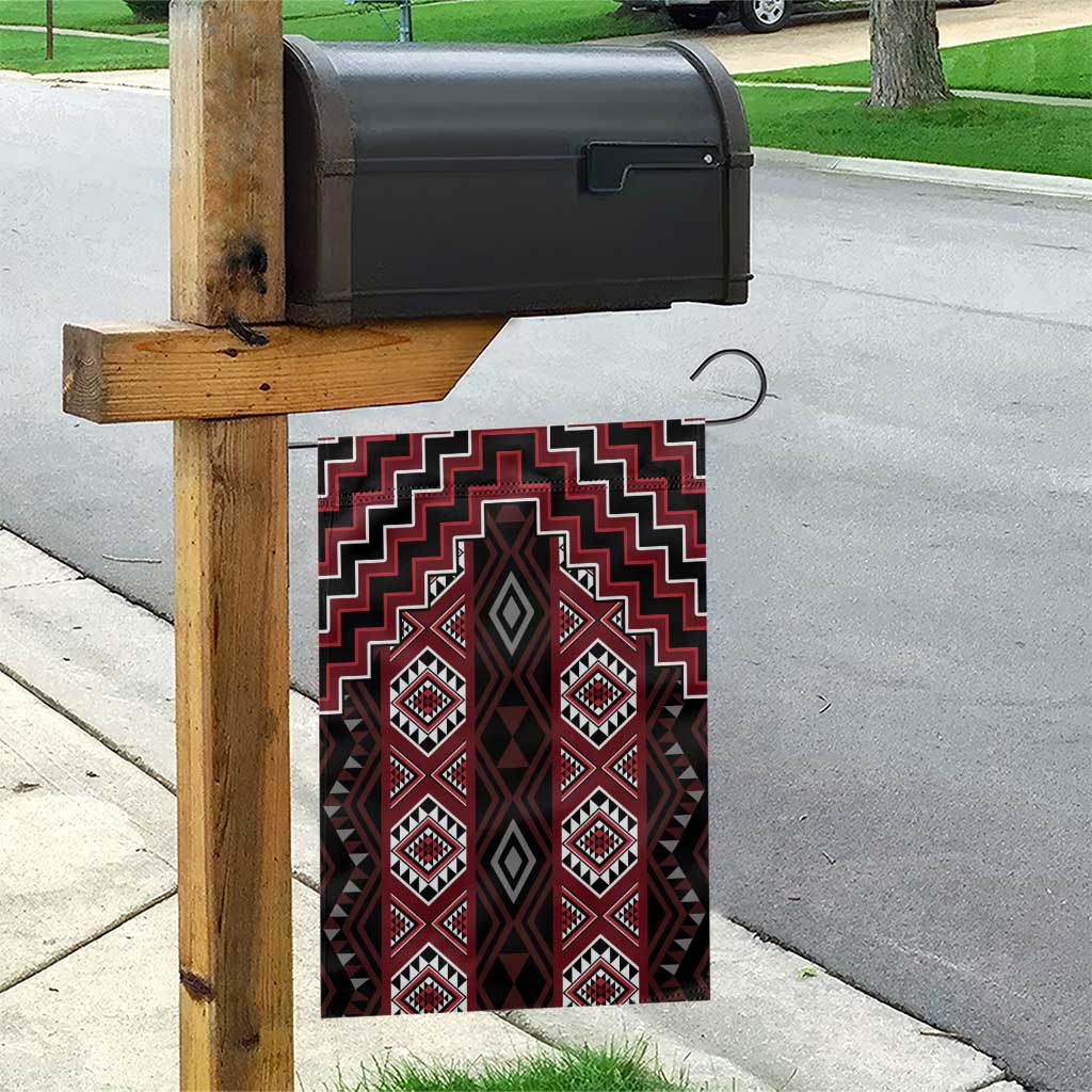New Zealand Aotearoa Garden Flag Red Poutama With Taniko Pattern LT05 - Polynesian Pride