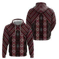 New Zealand Aotearoa Hoodie Red Poutama With Taniko Pattern LT05