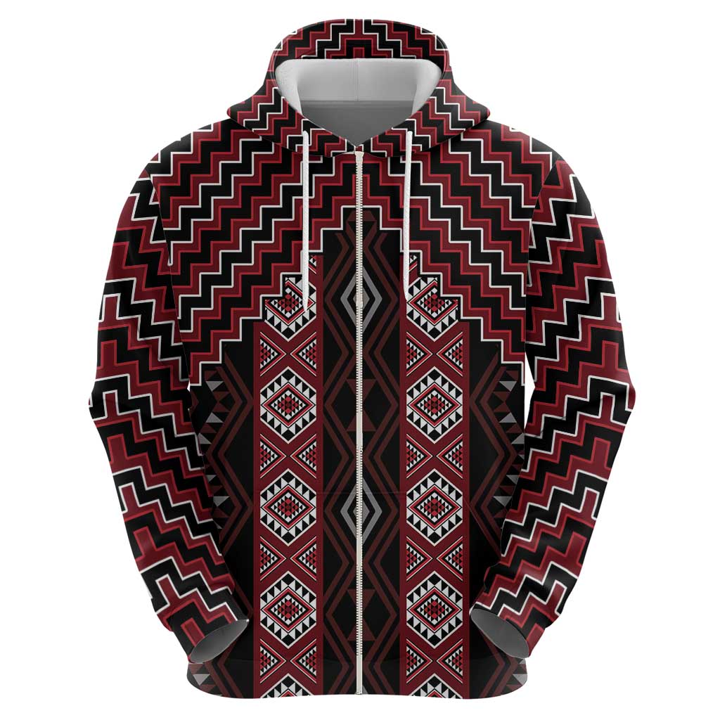 New Zealand Aotearoa Hoodie Red Poutama With Taniko Pattern LT05