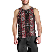 New Zealand Aotearoa Men Tank Top Red Poutama With Taniko Pattern LT05 - Polynesian Pride