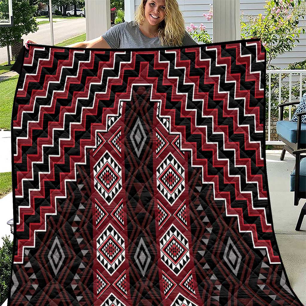 New Zealand Aotearoa Quilt Red Poutama With Taniko Pattern LT05