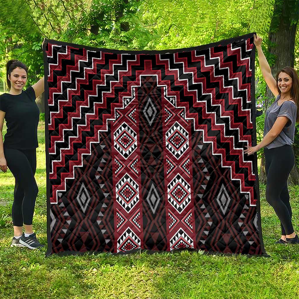 New Zealand Aotearoa Quilt Red Poutama With Taniko Pattern LT05