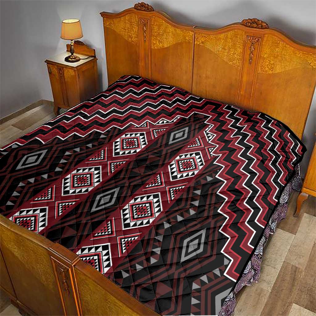 New Zealand Aotearoa Quilt Red Poutama With Taniko Pattern LT05
