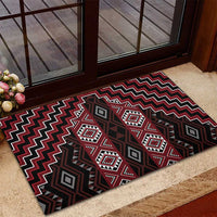 New Zealand Aotearoa Rubber Doormat Red Poutama With Taniko Pattern LT05 - Polynesian Pride