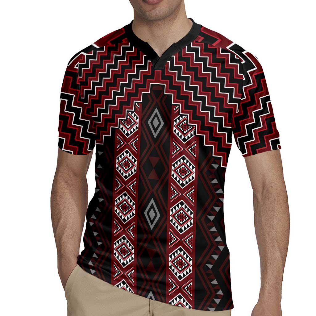 New Zealand Aotearoa Rugby Jersey Red Poutama With Taniko Pattern LT05