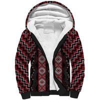 New Zealand Aotearoa Sherpa Hoodie Red Poutama With Taniko Pattern LT05 Unisex Red - Polynesian Pride