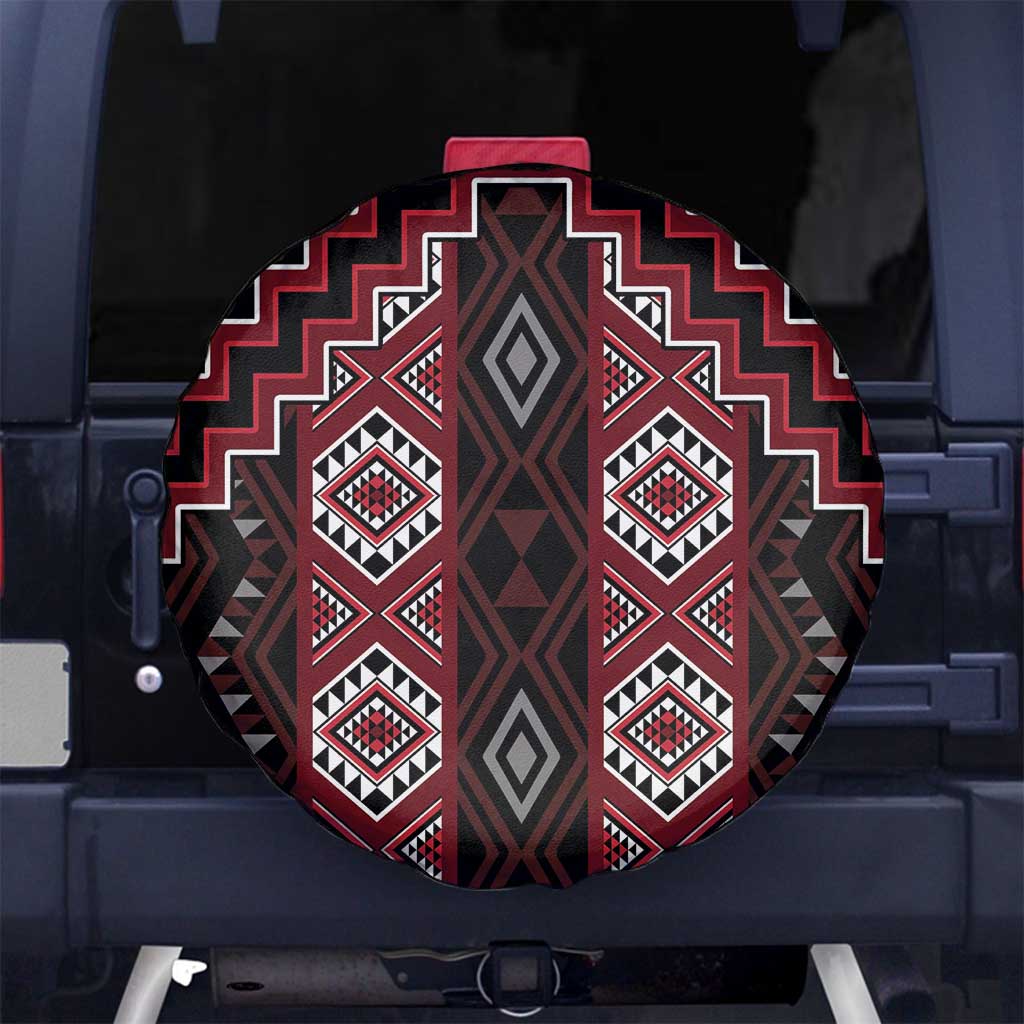New Zealand Aotearoa Spare Tire Cover Red Poutama With Taniko Pattern LT05 - Polynesian Pride