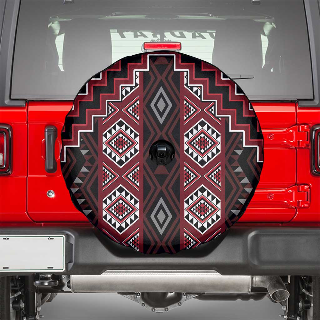 New Zealand Aotearoa Spare Tire Cover Red Poutama With Taniko Pattern LT05 - Polynesian Pride