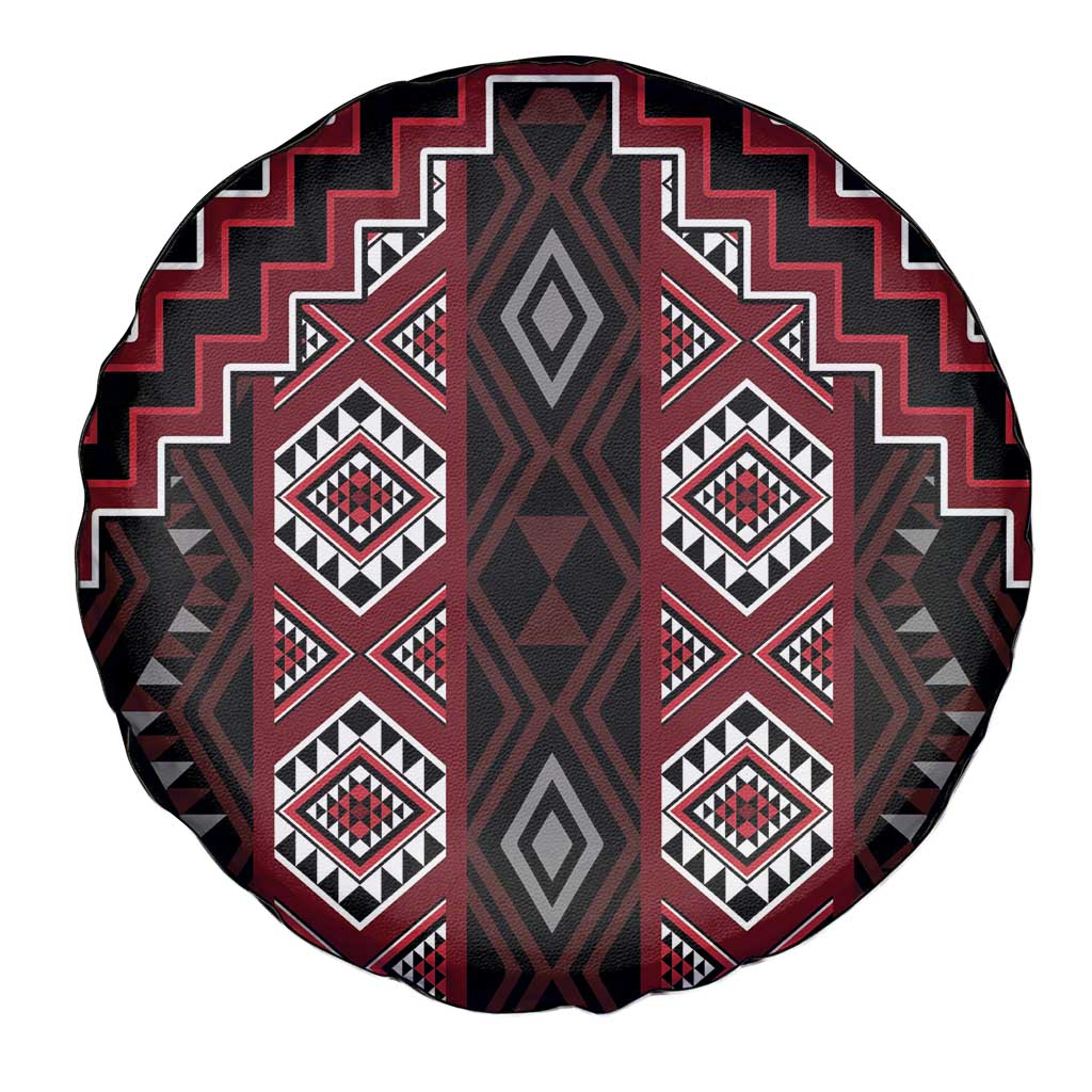 New Zealand Aotearoa Spare Tire Cover Red Poutama With Taniko Pattern LT05 - Polynesian Pride