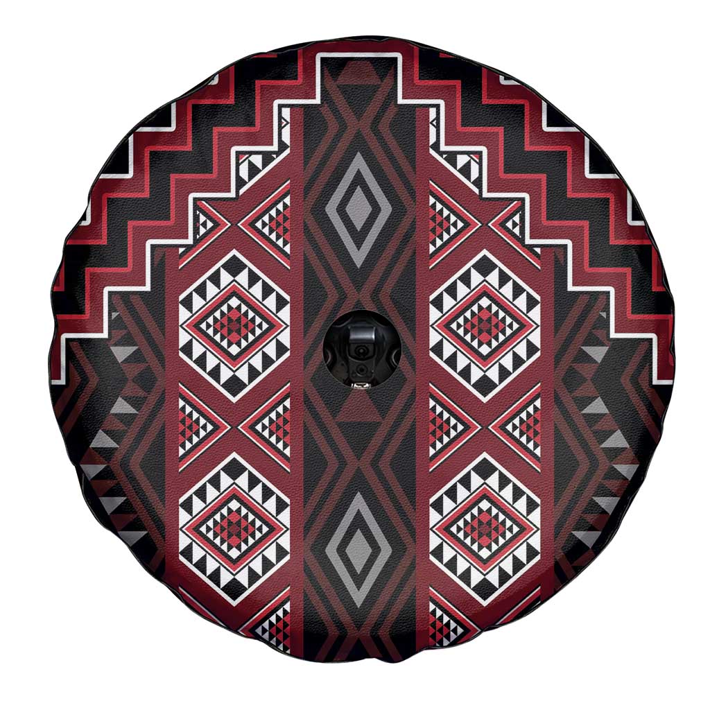 New Zealand Aotearoa Spare Tire Cover Red Poutama With Taniko Pattern LT05 - Polynesian Pride