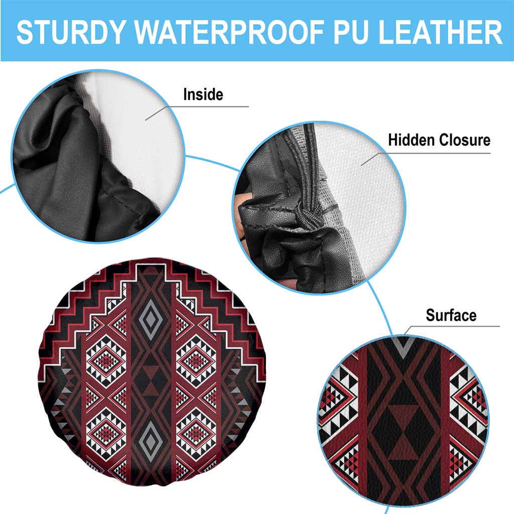 New Zealand Aotearoa Spare Tire Cover Red Poutama With Taniko Pattern LT05 - Polynesian Pride