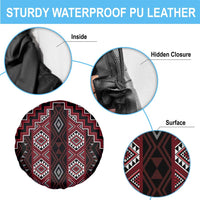New Zealand Aotearoa Spare Tire Cover Red Poutama With Taniko Pattern LT05 - Polynesian Pride