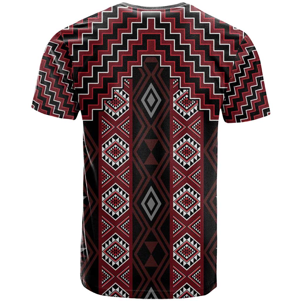 New Zealand Aotearoa T Shirt Red Poutama With Taniko Pattern LT05 - Polynesian Pride