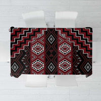 New Zealand Aotearoa Tablecloth Red Poutama With Taniko Pattern LT05 Red - Polynesian Pride