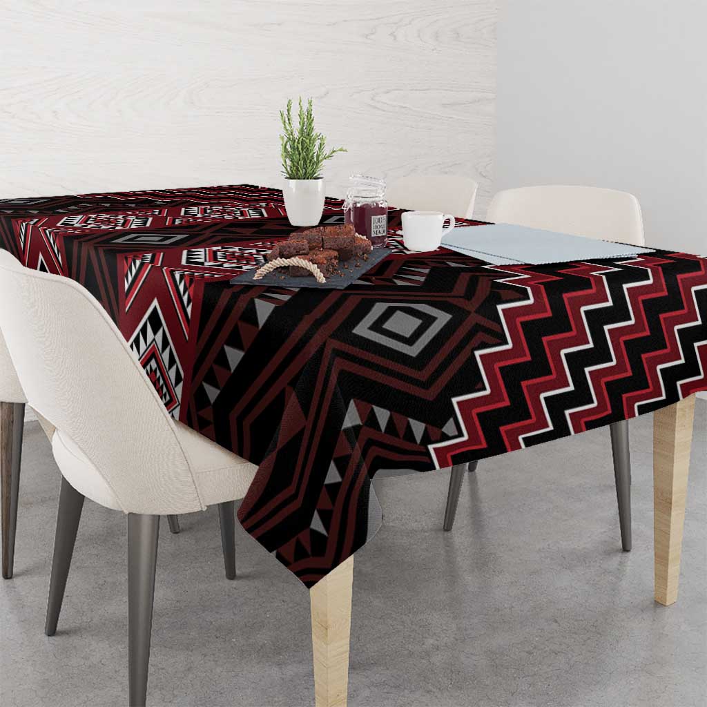 New Zealand Aotearoa Tablecloth Red Poutama With Taniko Pattern LT05 - Polynesian Pride