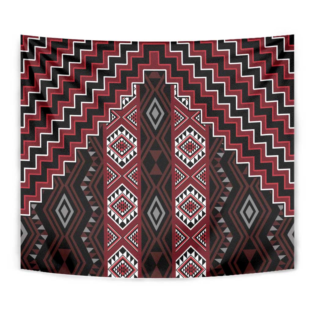 New Zealand Aotearoa Tapestry Red Poutama With Taniko Pattern LT05