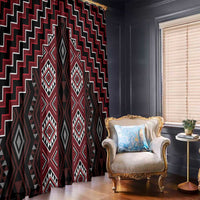 New Zealand Aotearoa Window Curtain Red Poutama With Taniko Pattern LT05 - Polynesian Pride