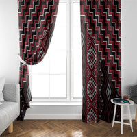 New Zealand Aotearoa Window Curtain Red Poutama With Taniko Pattern LT05 - Polynesian Pride