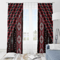 New Zealand Aotearoa Window Curtain Red Poutama With Taniko Pattern LT05 - Polynesian Pride