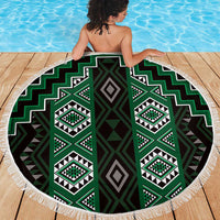 New Zealand Aotearoa Beach Blanket Green Poutama With Taniko Pattern LT05 - Polynesian Pride