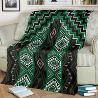 New Zealand Aotearoa Blanket Green Poutama With Taniko Pattern LT05 - Polynesian Pride