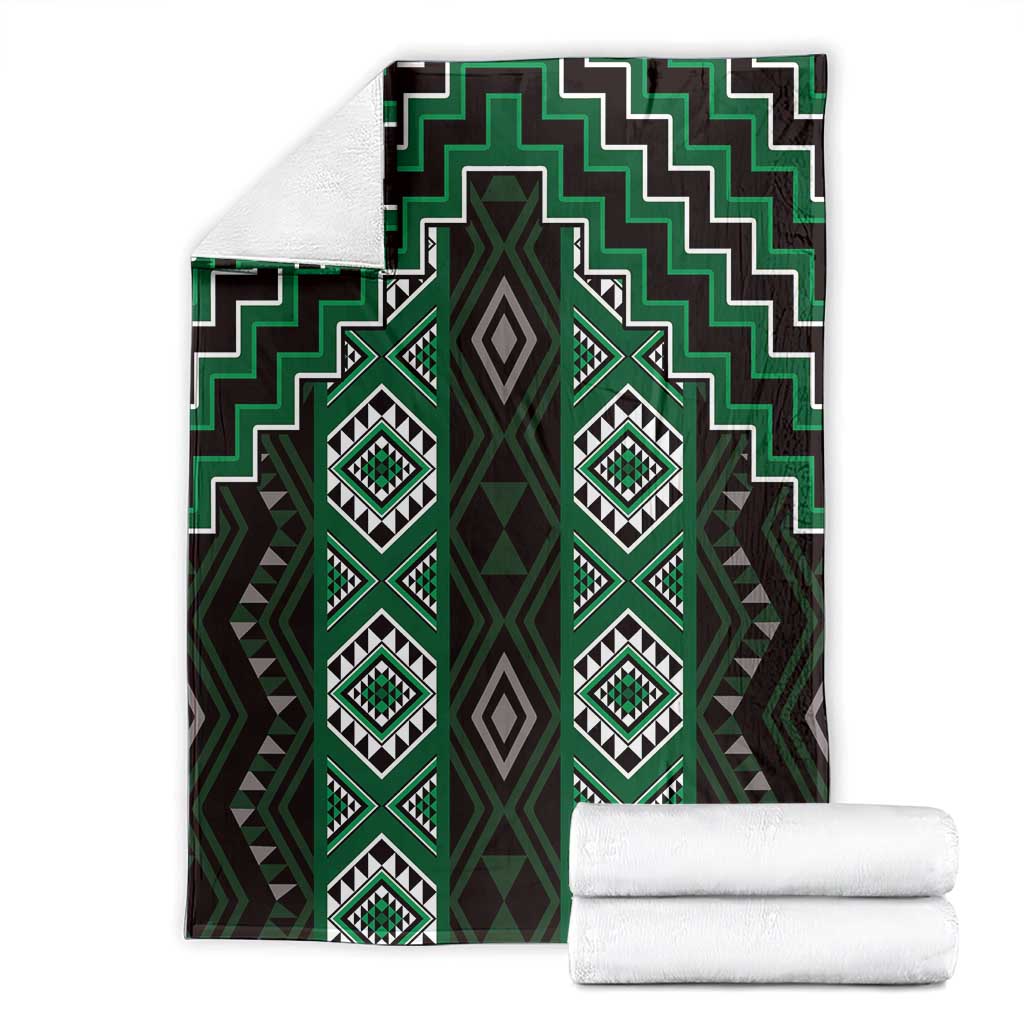 New Zealand Aotearoa Blanket Green Poutama With Taniko Pattern LT05 - Polynesian Pride