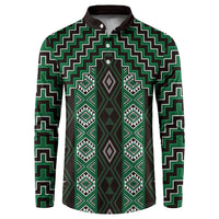 New Zealand Aotearoa Button Sweatshirt Green Poutama With Taniko Pattern LT05 Green - Polynesian Pride