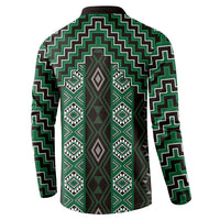New Zealand Aotearoa Button Sweatshirt Green Poutama With Taniko Pattern LT05 - Polynesian Pride
