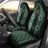 New Zealand Aotearoa Car Seat Cover Green Poutama With Taniko Pattern LT05