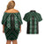 New Zealand Aotearoa Couples Matching Off Shoulder Short Dress and Hawaiian Shirt Green Poutama With Taniko Pattern LT05