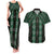 New Zealand Aotearoa Couples Matching Tank Maxi Dress and Hawaiian Shirt Green Poutama With Taniko Pattern LT05