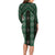 New Zealand Aotearoa Family Matching Long Sleeve Bodycon Dress and Hawaiian Shirt Green Poutama With Taniko Pattern LT05