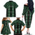 New Zealand Aotearoa Family Matching Off The Shoulder Long Sleeve Dress and Hawaiian Shirt Green Poutama With Taniko Pattern LT05