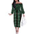 New Zealand Aotearoa Family Matching Off The Shoulder Long Sleeve Dress and Hawaiian Shirt Green Poutama With Taniko Pattern LT05