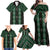 New Zealand Aotearoa Family Matching Off Shoulder Maxi Dress and Hawaiian Shirt Green Poutama With Taniko Pattern LT05