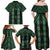 New Zealand Aotearoa Family Matching Off Shoulder Maxi Dress and Hawaiian Shirt Green Poutama With Taniko Pattern LT05