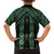 New Zealand Aotearoa Family Matching Short Sleeve Bodycon Dress and Hawaiian Shirt Green Poutama With Taniko Pattern LT05