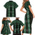 New Zealand Aotearoa Family Matching Short Sleeve Bodycon Dress and Hawaiian Shirt Green Poutama With Taniko Pattern LT05