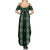 New Zealand Aotearoa Family Matching Summer Maxi Dress and Hawaiian Shirt Green Poutama With Taniko Pattern LT05