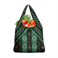 New Zealand Aotearoa Grocery Bag Green Poutama With Taniko Pattern LT05 1-pack One Size Green - Polynesian Pride