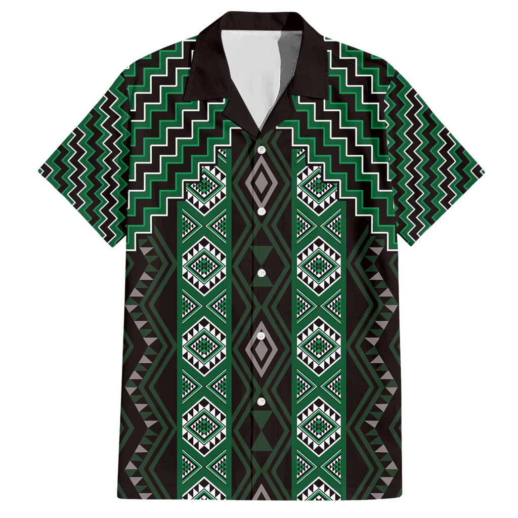 New Zealand Aotearoa Hawaiian Shirt Green Poutama With Taniko Pattern LT05 Green - Polynesian Pride