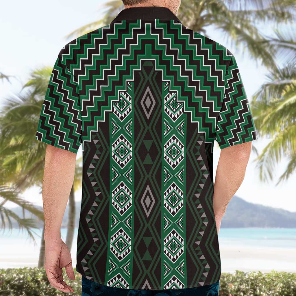 New Zealand Aotearoa Hawaiian Shirt Green Poutama With Taniko Pattern LT05 - Polynesian Pride