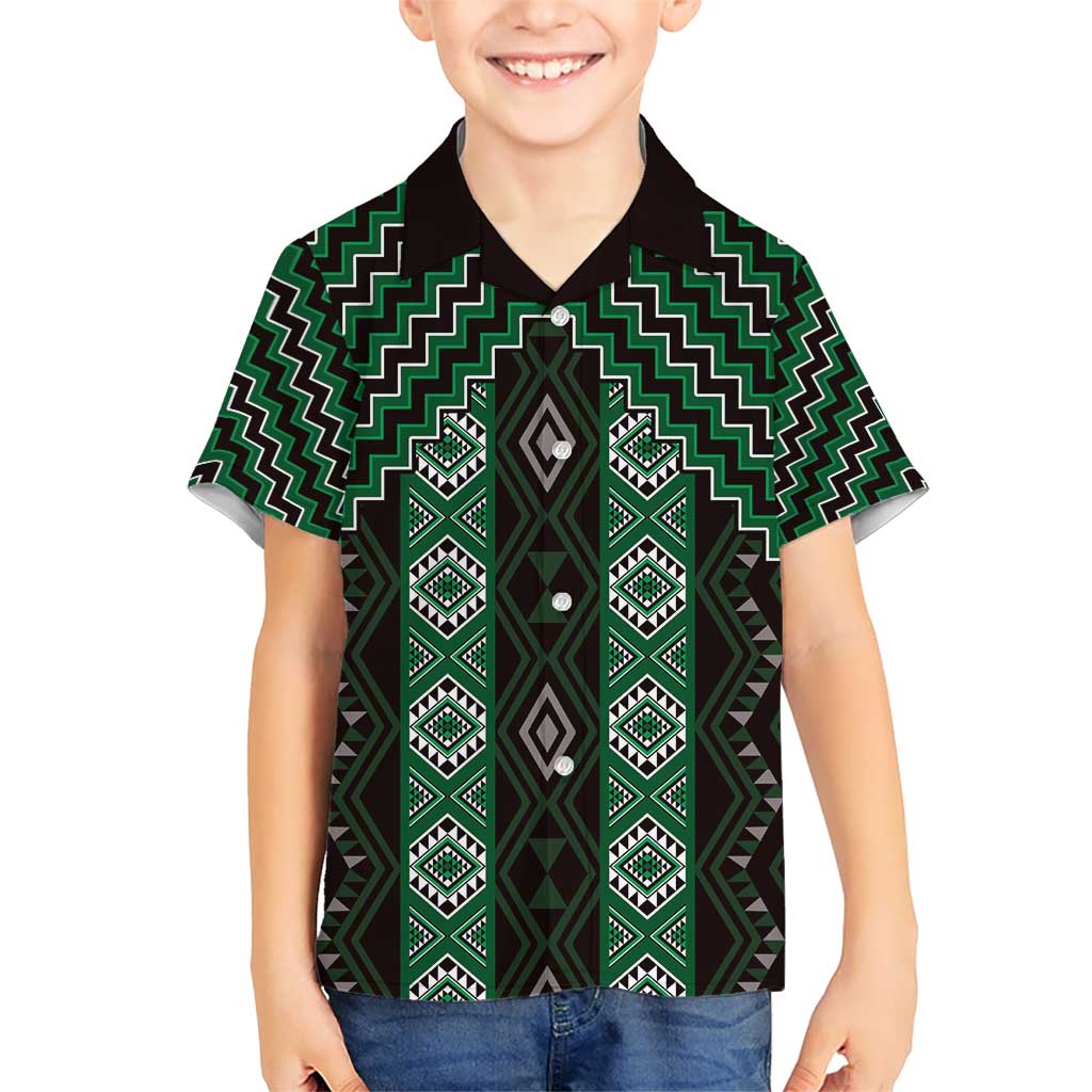 New Zealand Aotearoa Hawaiian Shirt Green Poutama With Taniko Pattern LT05 - Polynesian Pride